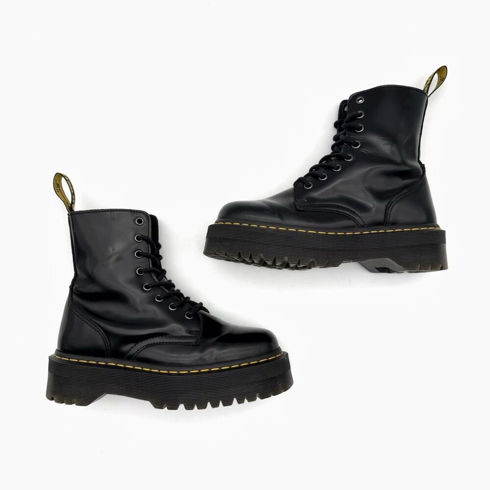 DR MARTENS Jadon Black Smooth Boots Size US 7 Side Zip Leather Platform - Picture 3 of 14